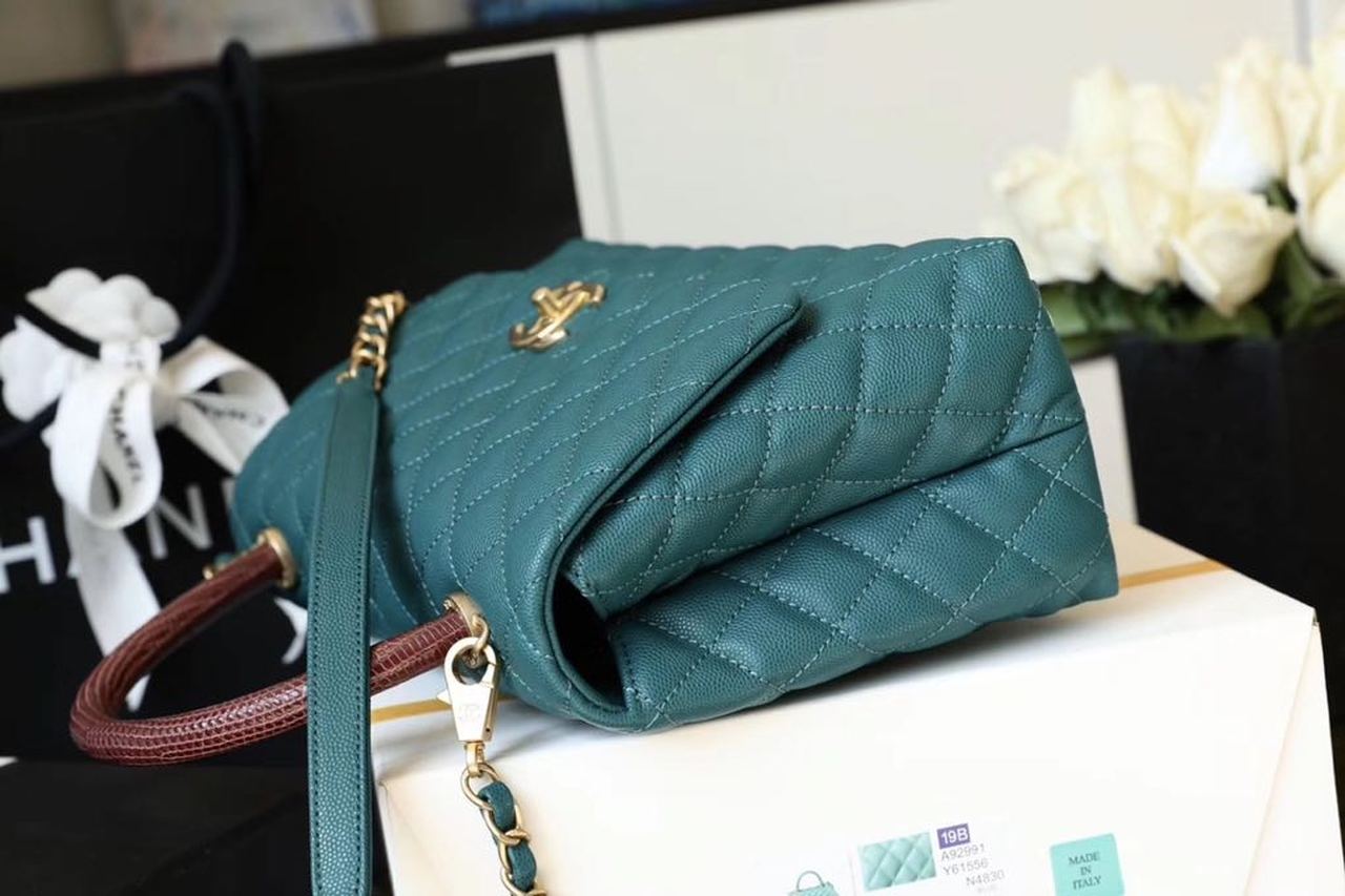 ChanelLarge GlamIap Bag With Top Handle Teal For Women, WomenÃ¢â‚¬â„¢s Handbags, Shoulder And Crossbody Bags 11in/28cm A92991