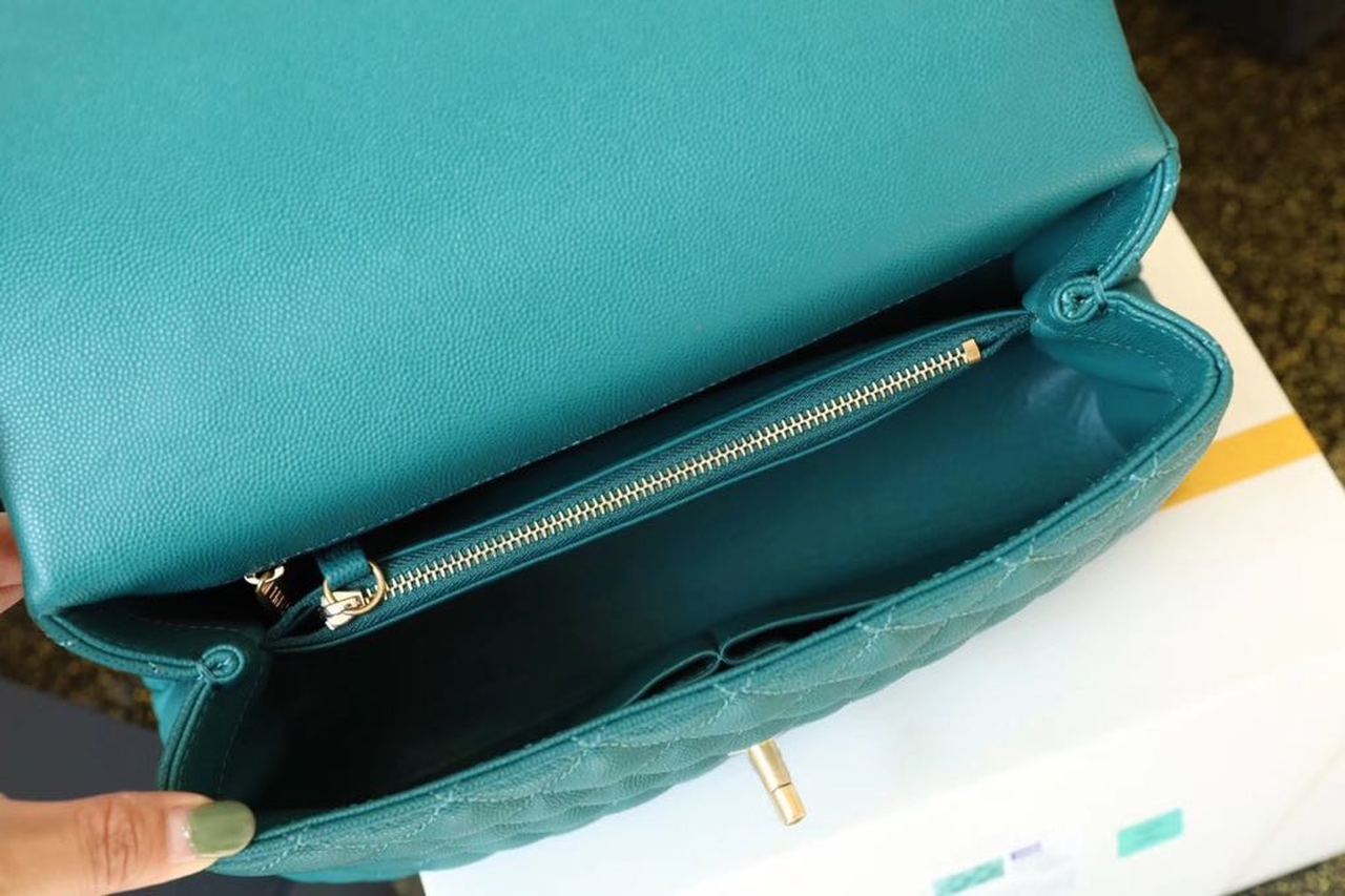 ChanelLarge GlamIap Bag With Top Handle Teal For Women, WomenÃ¢â‚¬â„¢s Handbags, Shoulder And Crossbody Bags 11in/28cm A92991