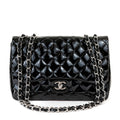 Chanel  Black Patent Leather Jumbo Classic with SiLouis Vuittoner Hardware