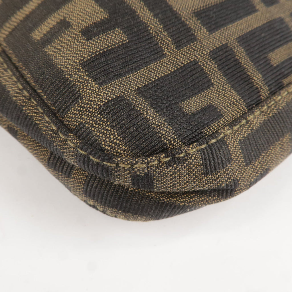 FENDI Zucca Canvas Leather Shoulder Bag Brown Black 26569