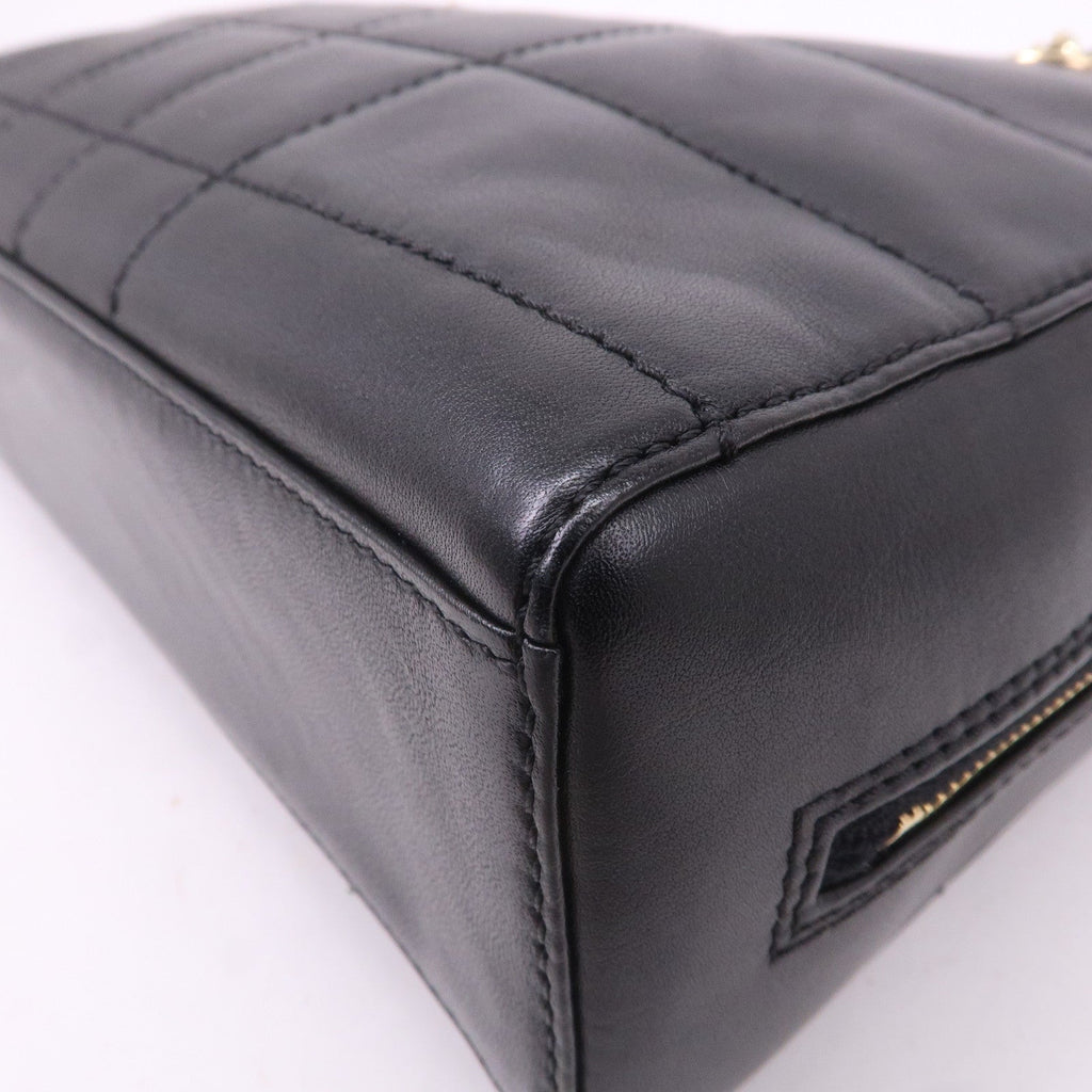 CHANEL Chocolate Bar Lamb Skin Chain Shoulder Bag Black