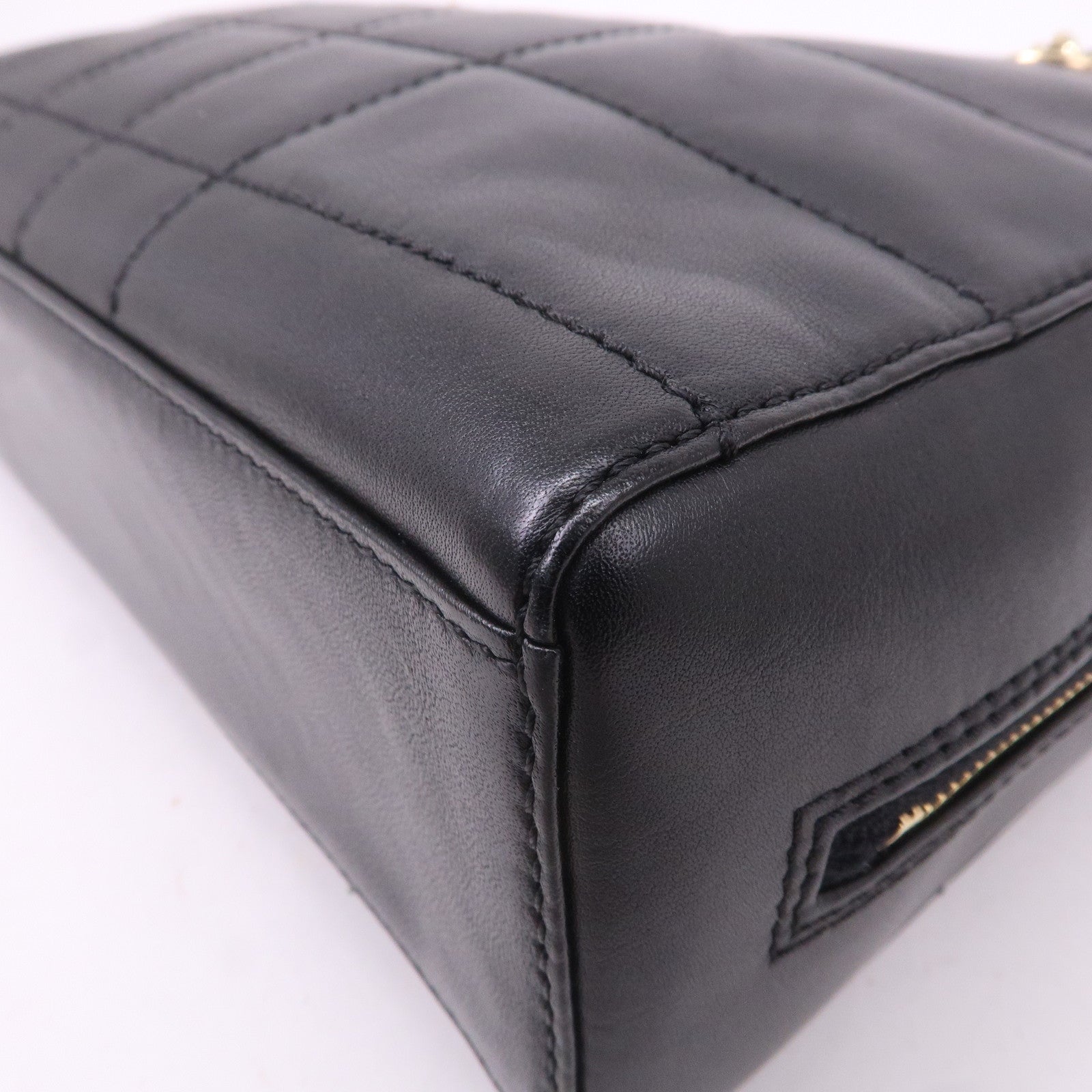CHANEL Chocolate Bar Lamb Skin Chain Shoulder Bag Black