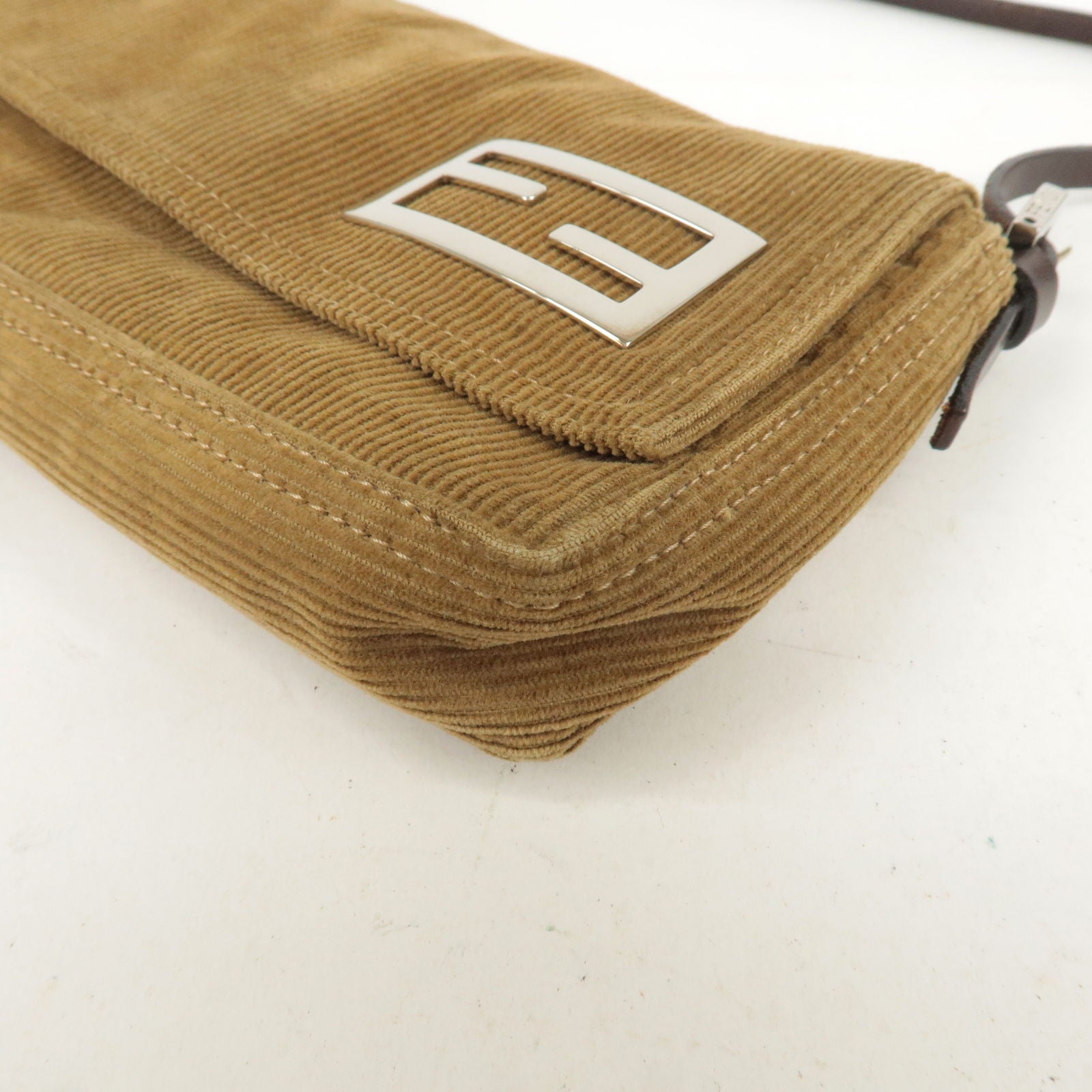 FENDI Corduroy Shoulder Bag Hand Bag Brown 26776 Brown