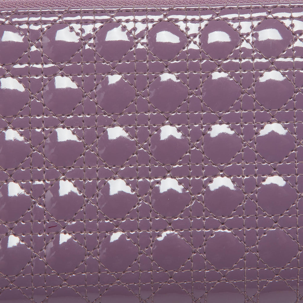 Dior Purple Cannage  Leather Lady Dior Zip Around Wallet
