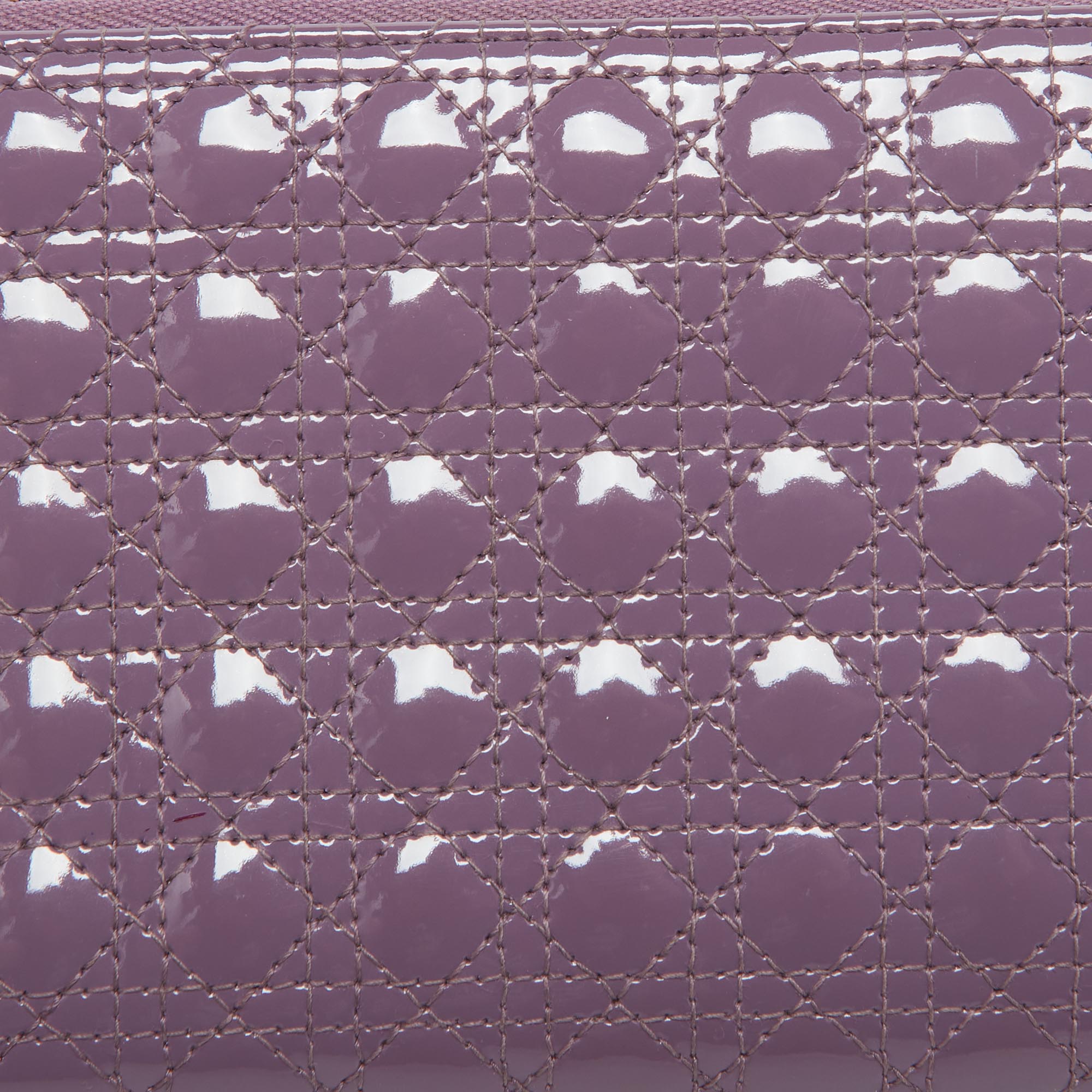 Dior Purple Cannage  Leather Lady Dior Zip Around Wallet