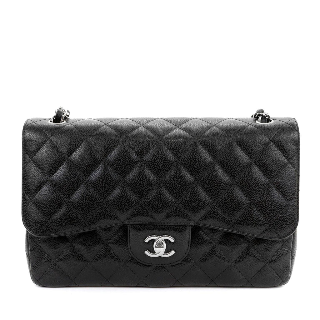 Chanel Black Caviar Jumbo Classic Flap w/ SiLouis Vuittoner Hardware