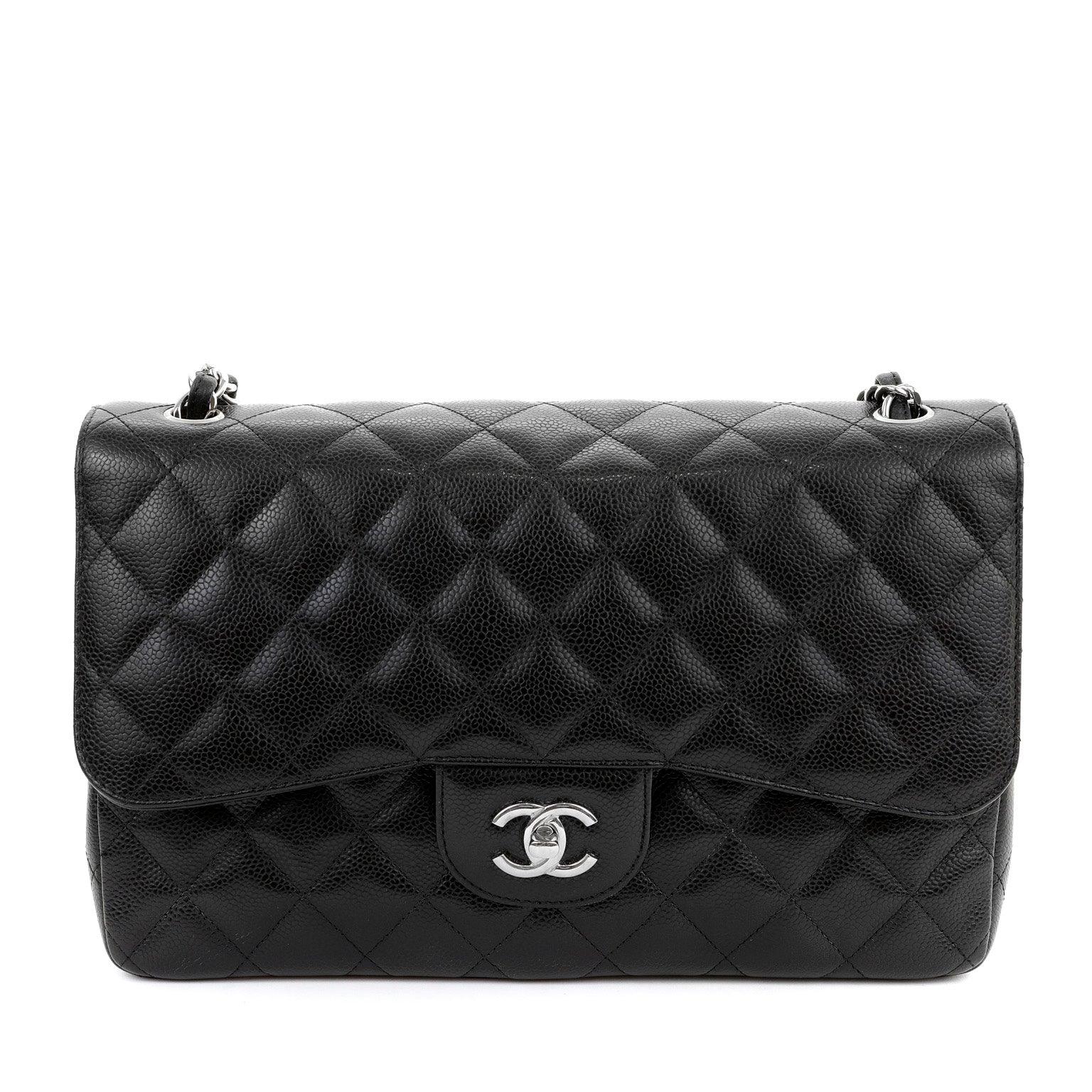 Chanel Black Caviar Jumbo Classic Flap w/ SiLouis Vuittoner Hardware
