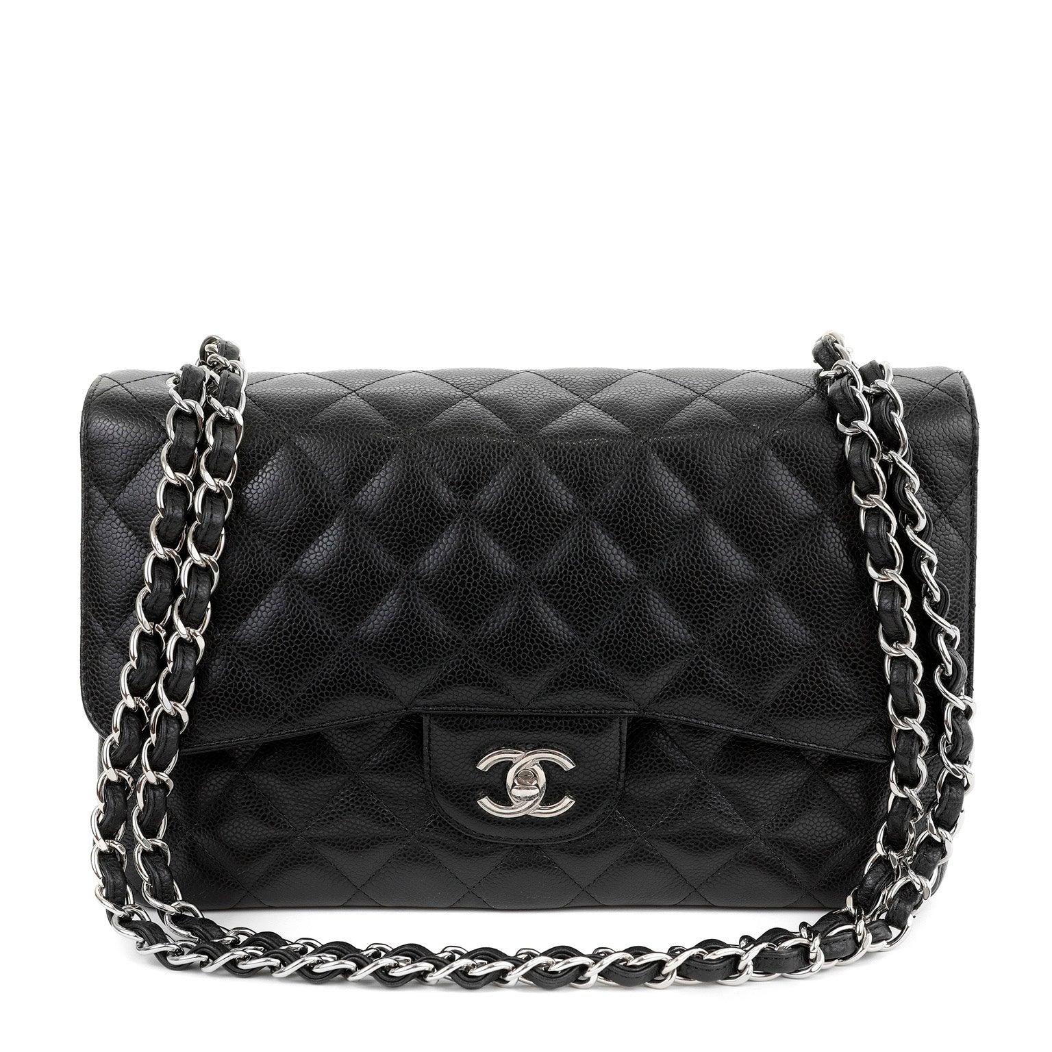 Chanel Black Caviar Jumbo Classic Flap w/ SiLouis Vuittoner Hardware