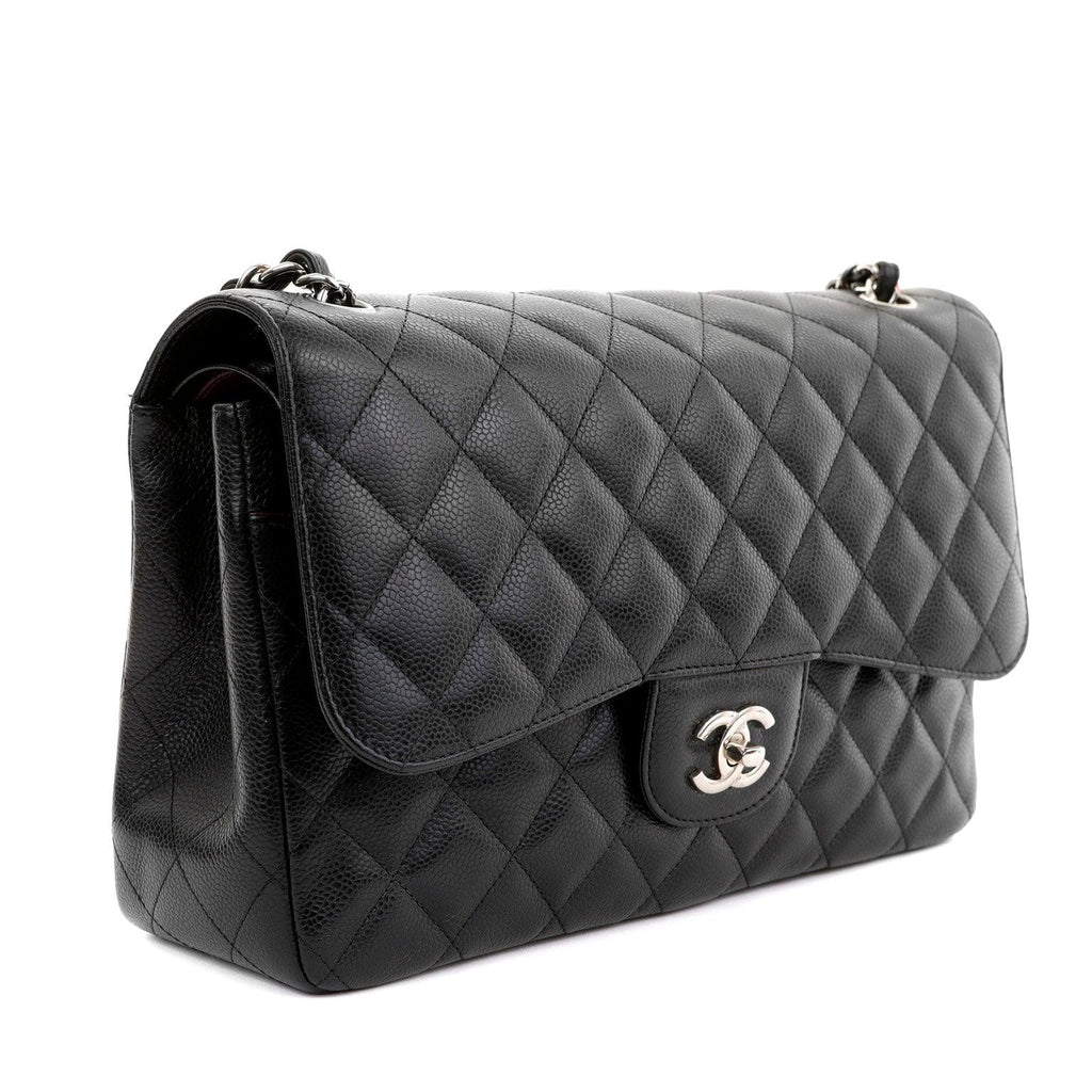 Chanel Black Caviar Jumbo Classic Flap w/ SiLouis Vuittoner Hardware