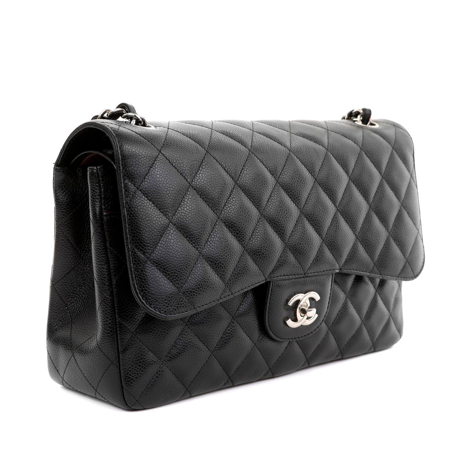 Chanel Black Caviar Jumbo Classic Flap w/ SiLouis Vuittoner Hardware