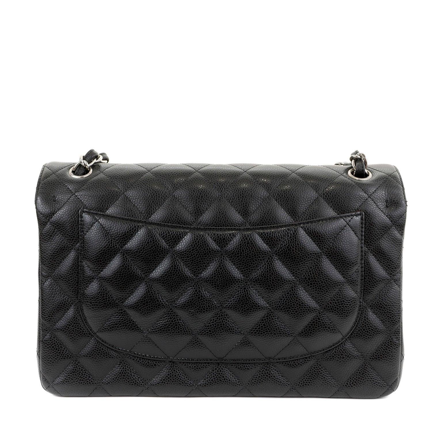 Chanel Black Caviar Jumbo Classic Flap w/ SiLouis Vuittoner Hardware