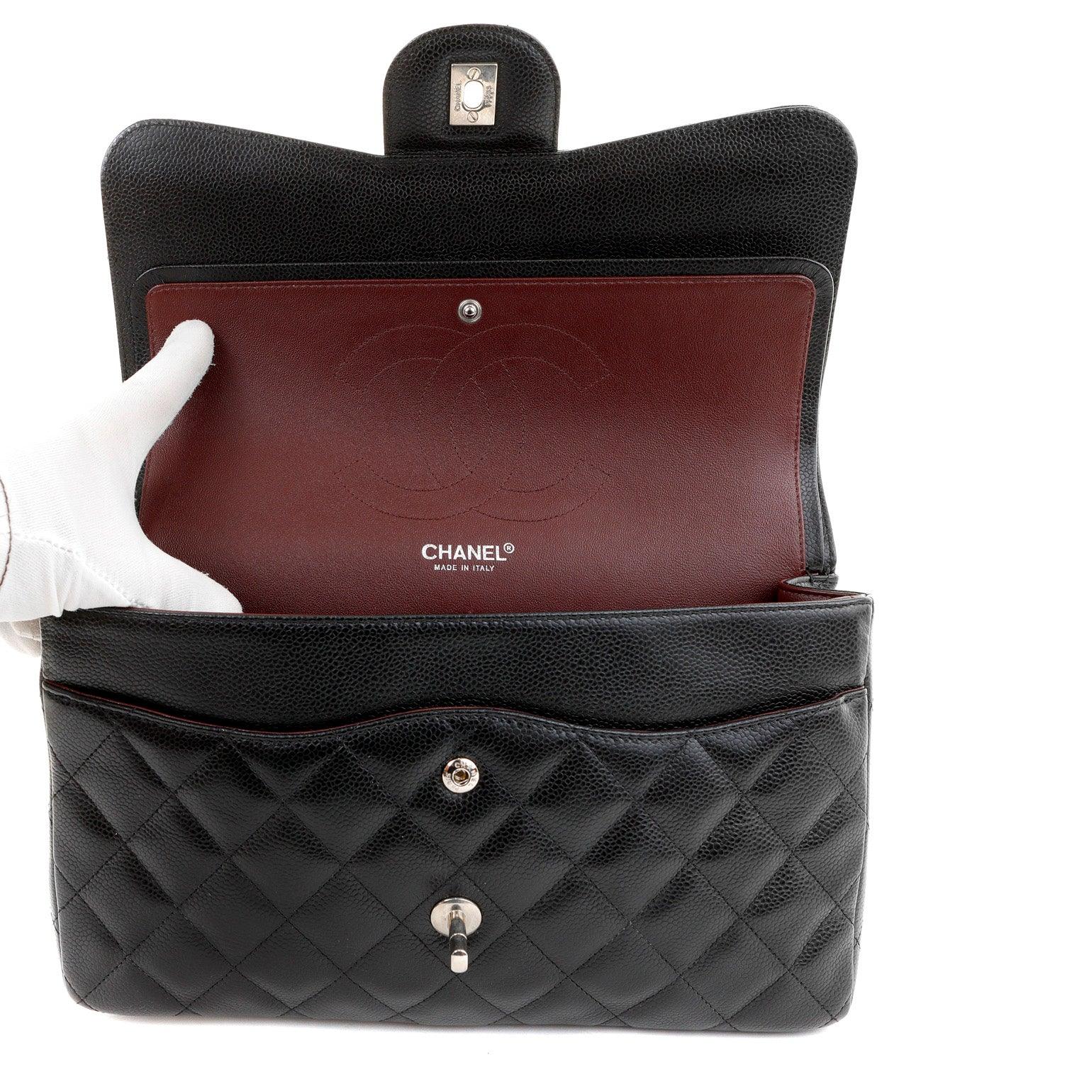 Chanel Black Caviar Jumbo Classic Flap w/ SiLouis Vuittoner Hardware
