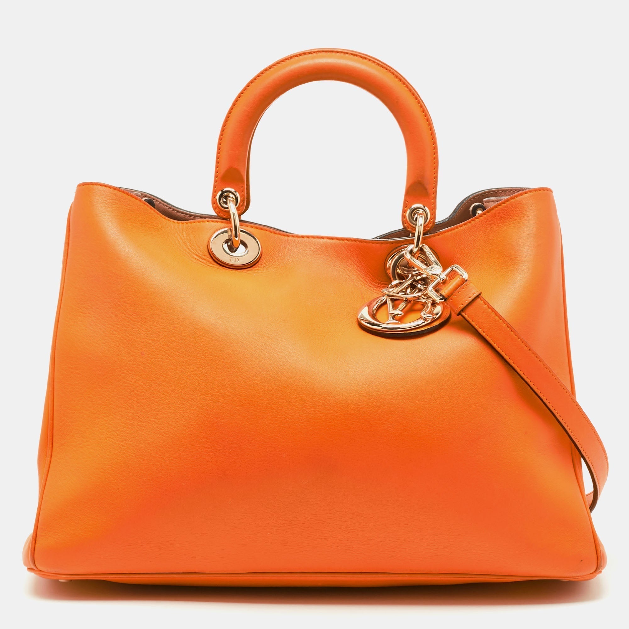 Orange Leather Large Diorissimo Shopper Tote