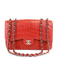 Chanel Red Crocodile Jumbo Classic with SiLouis Vuittoner Hardware