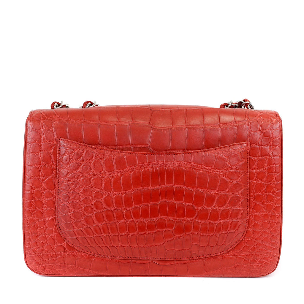 Chanel Red Crocodile Jumbo Classic with SiLouis Vuittoner Hardware