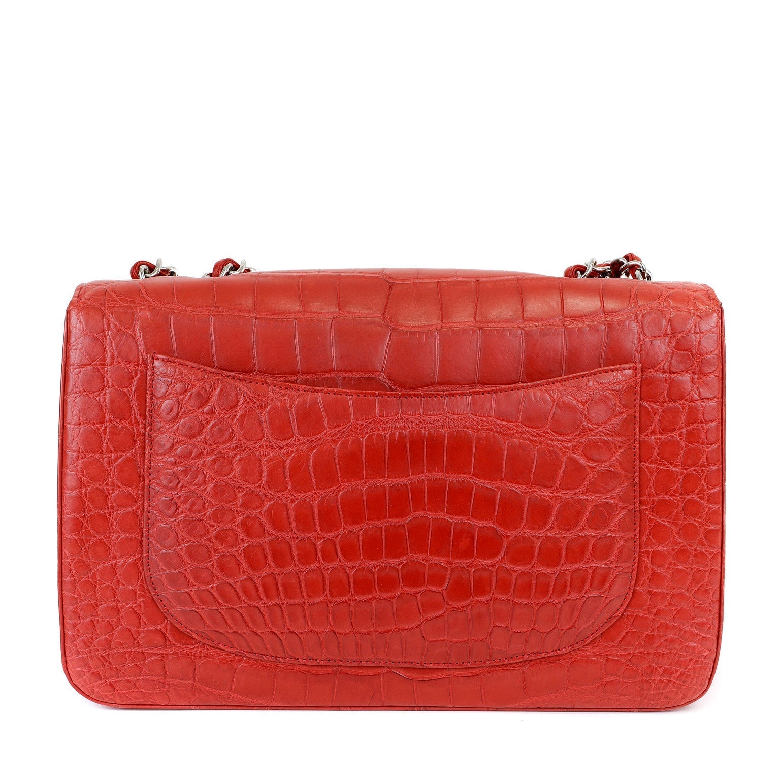 Chanel Red Crocodile Jumbo Classic with SiLouis Vuittoner Hardware