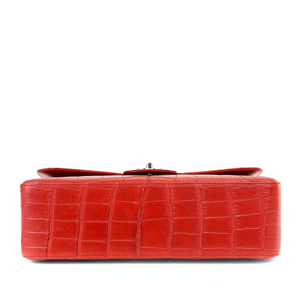 Chanel Red Crocodile Jumbo Classic with SiLouis Vuittoner Hardware