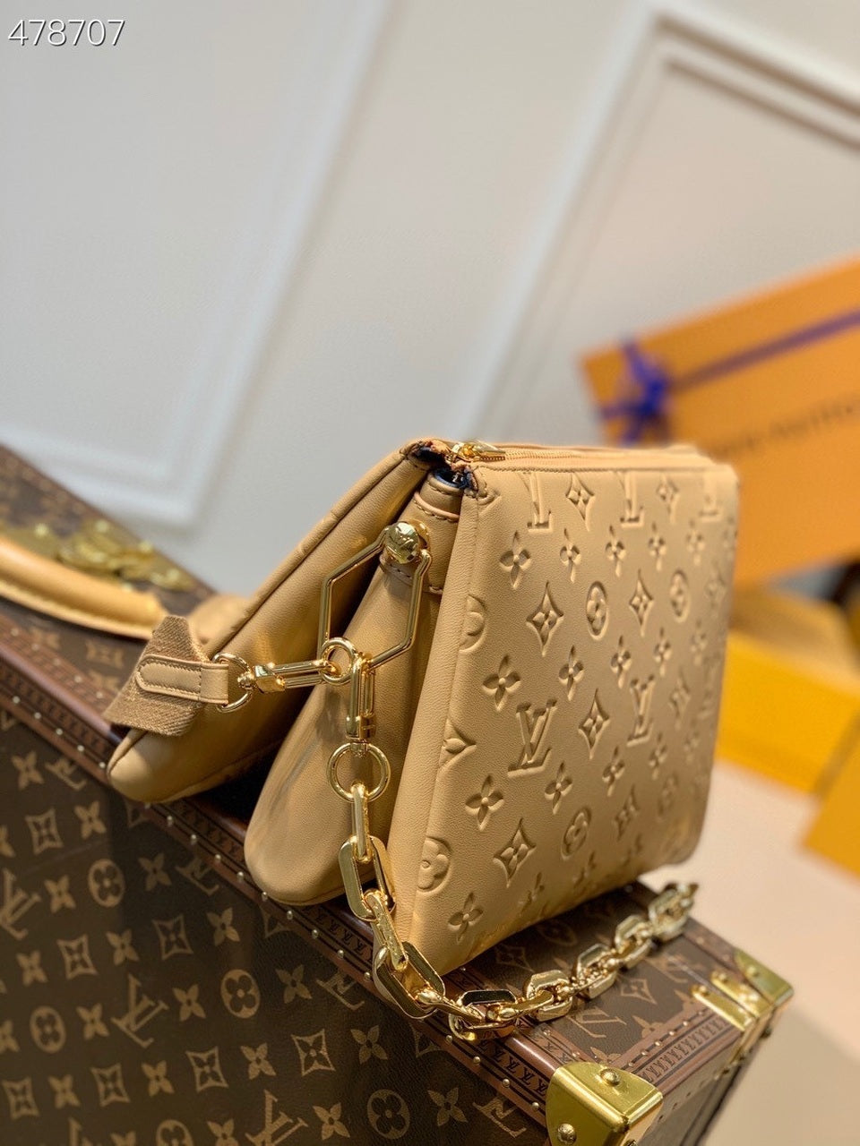 Louis Vuitton Coussin PM Monogram Embossed Puffy Cream For Women, WomenÃƒÂ¢Ã¢â€šÂ¬Ã¢â€žÂ¢s Handbags, Shoulder And Crossbody Bags 10.2in/26cm Louis Vuitton