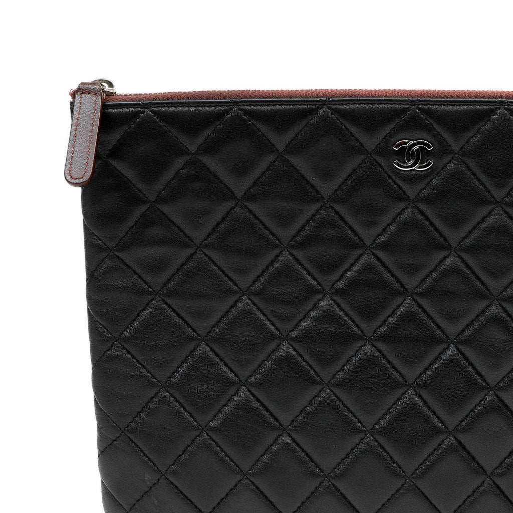 Chanel Small Black Quilted Lambskin Classic O-Case w/ SiLouis Vuittoner Hardware