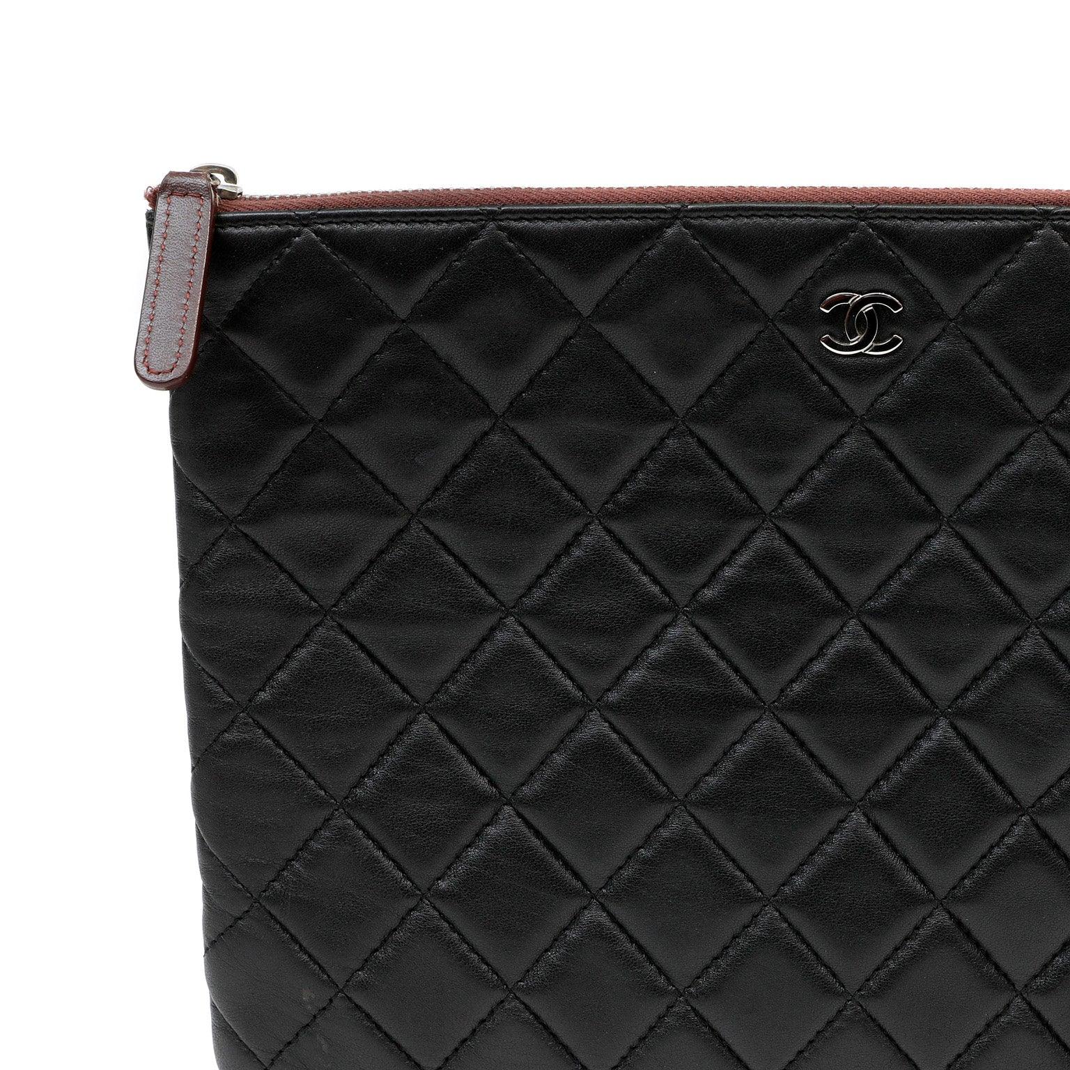 Chanel Small Black Quilted Lambskin Classic O-Case w/ SiLouis Vuittoner Hardware