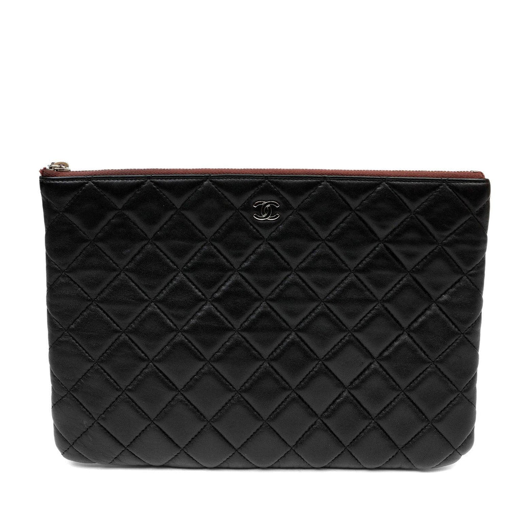 Chanel Small Black Quilted Lambskin Classic O-Case w/ SiLouis Vuittoner Hardware