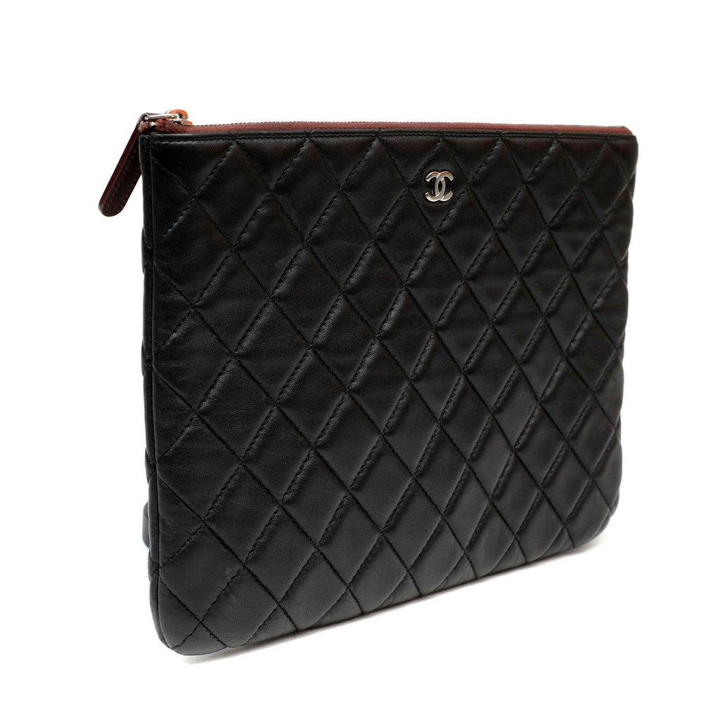 Chanel Small Black Quilted Lambskin Classic O-Case w/ SiLouis Vuittoner Hardware