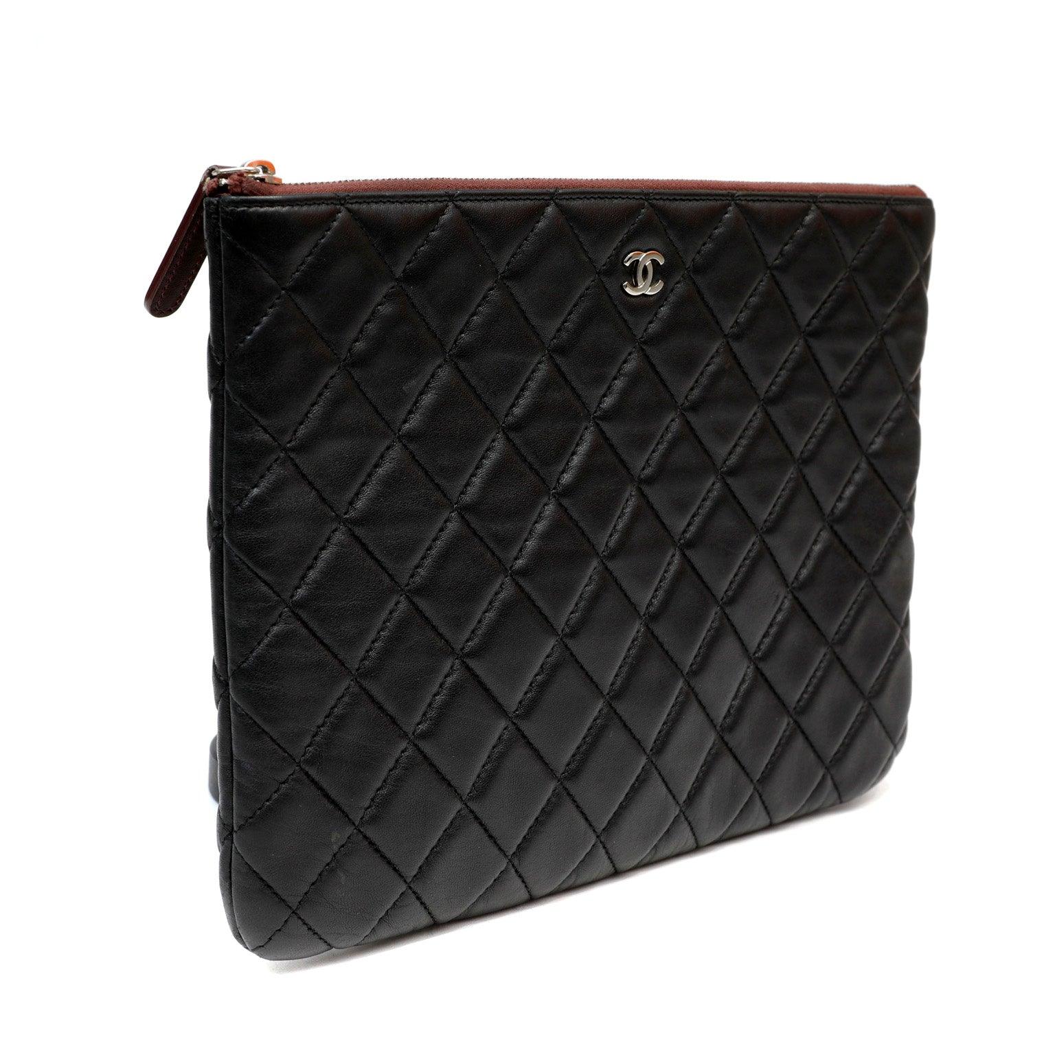Chanel Small Black Quilted Lambskin Classic O-Case w/ SiLouis Vuittoner Hardware
