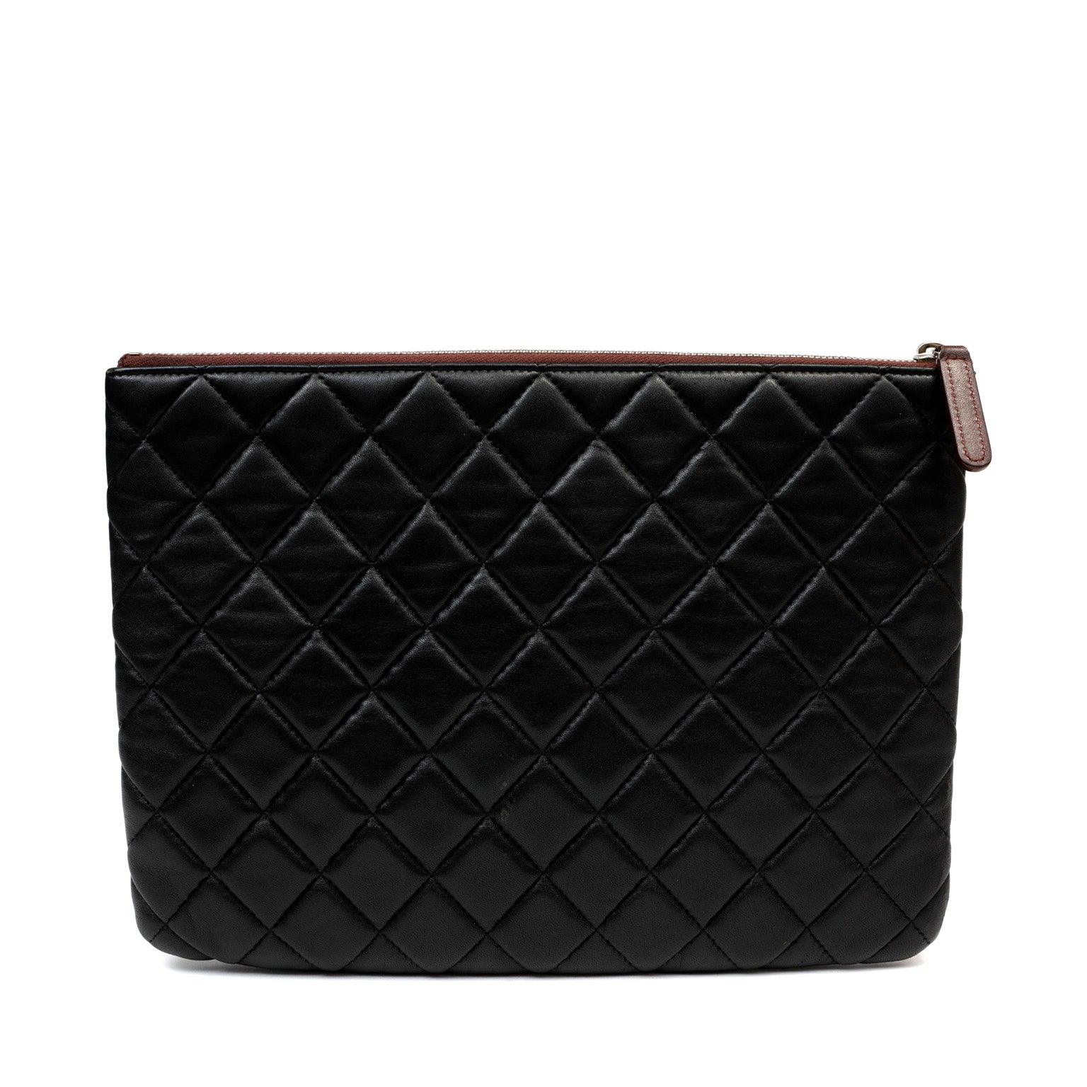 Chanel Small Black Quilted Lambskin Classic O-Case w/ SiLouis Vuittoner Hardware