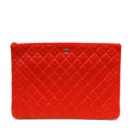 Chanel Red Quilted Lambskin Classic Large O Case