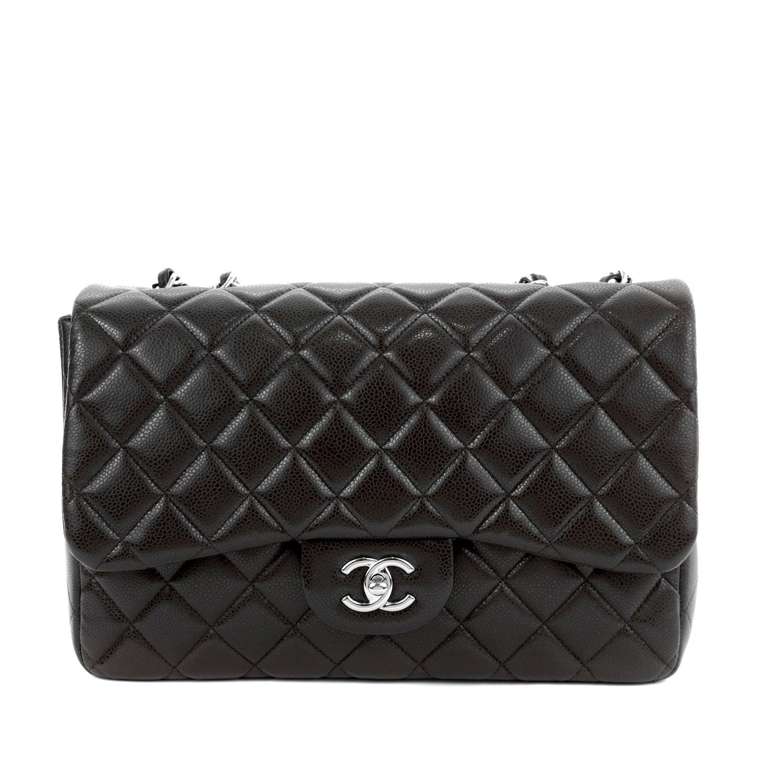 Chanel Chocolate Brown Caviar Jumbo Classic w/ SiLouis Vuittoner Hardware