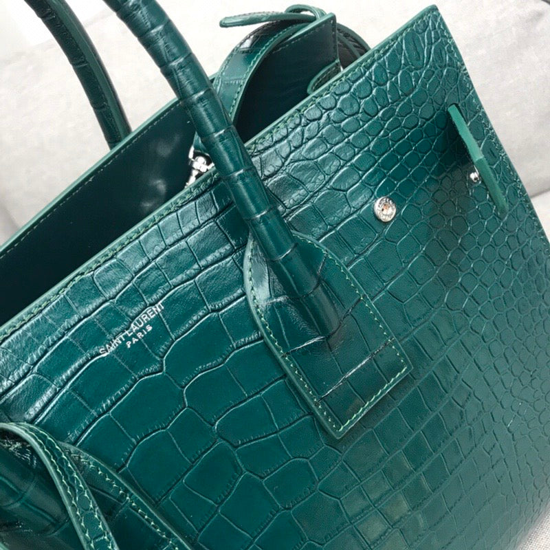 YSSL Sac De Jour Small In Embossed Crocodile Green For Women 12.5in/32cm YSLÂ 