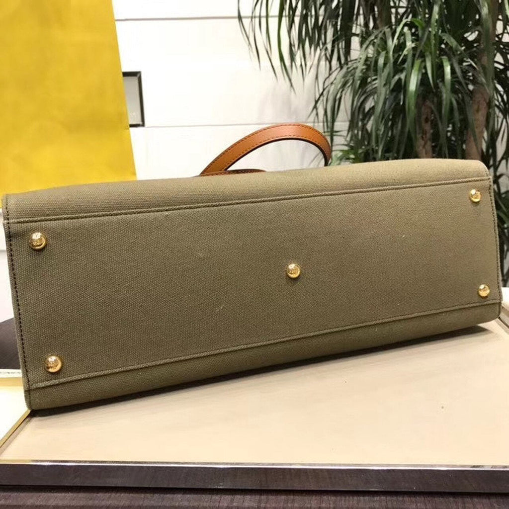 Peekaboo X-Tote Canvas Bag Khaki For Women, Women’s Handbags, Shoulder Bags 16.1in/41cm FF 8BH374