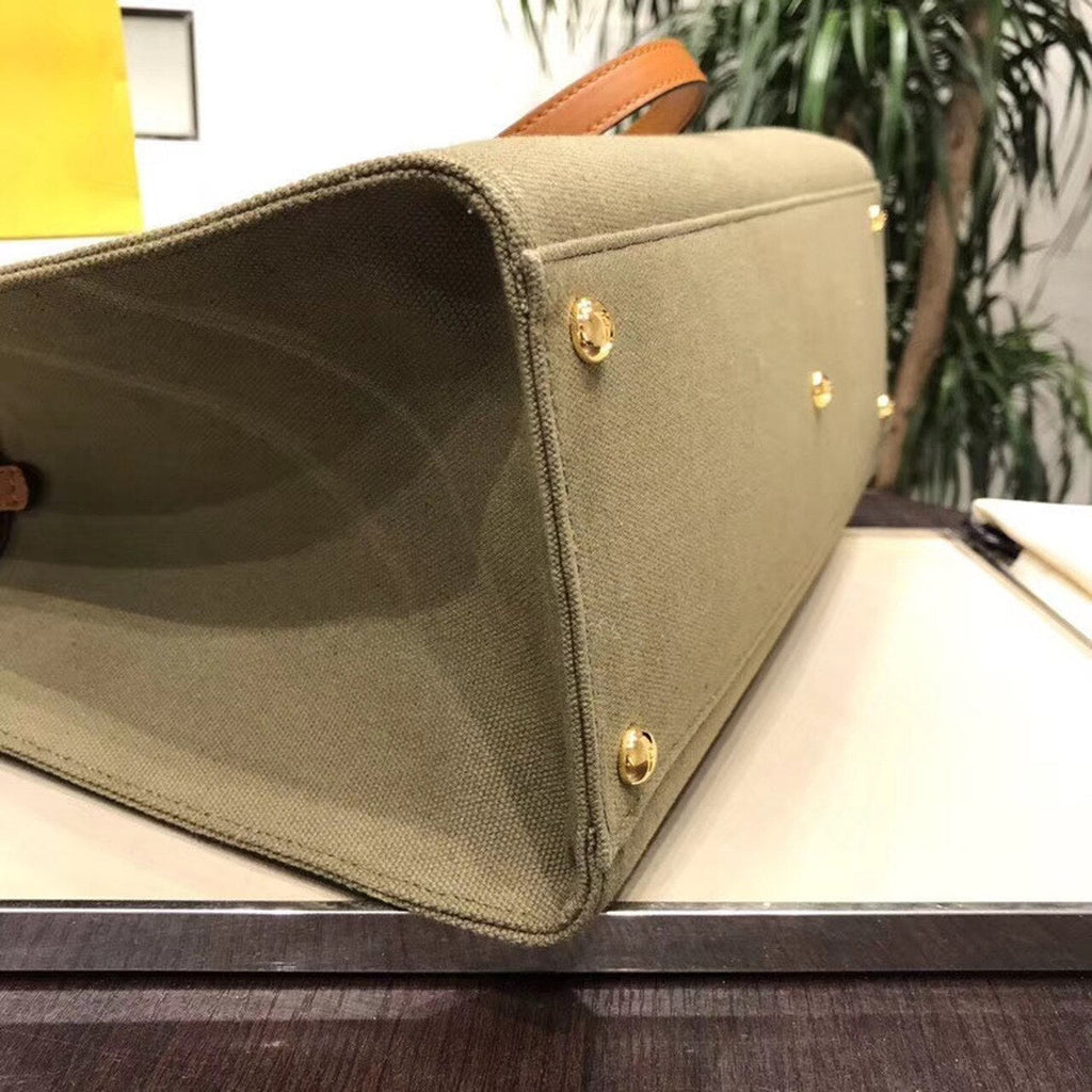 Peekaboo X-Tote Canvas Bag Khaki For Women, Women’s Handbags, Shoulder Bags 16.1in/41cm FF 8BH374