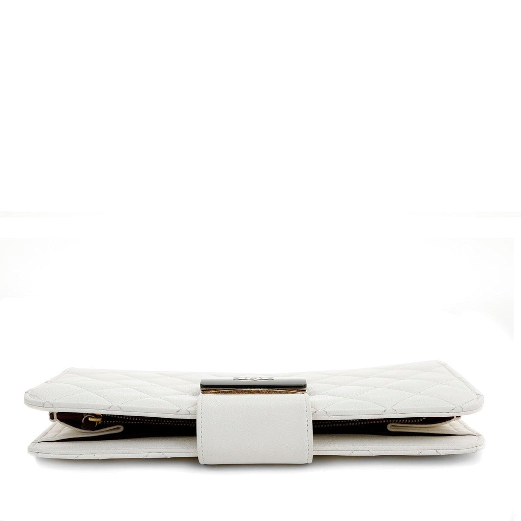 Chanel Ivory Lambskin Clutch with CC Enamel & Bronze Hardware