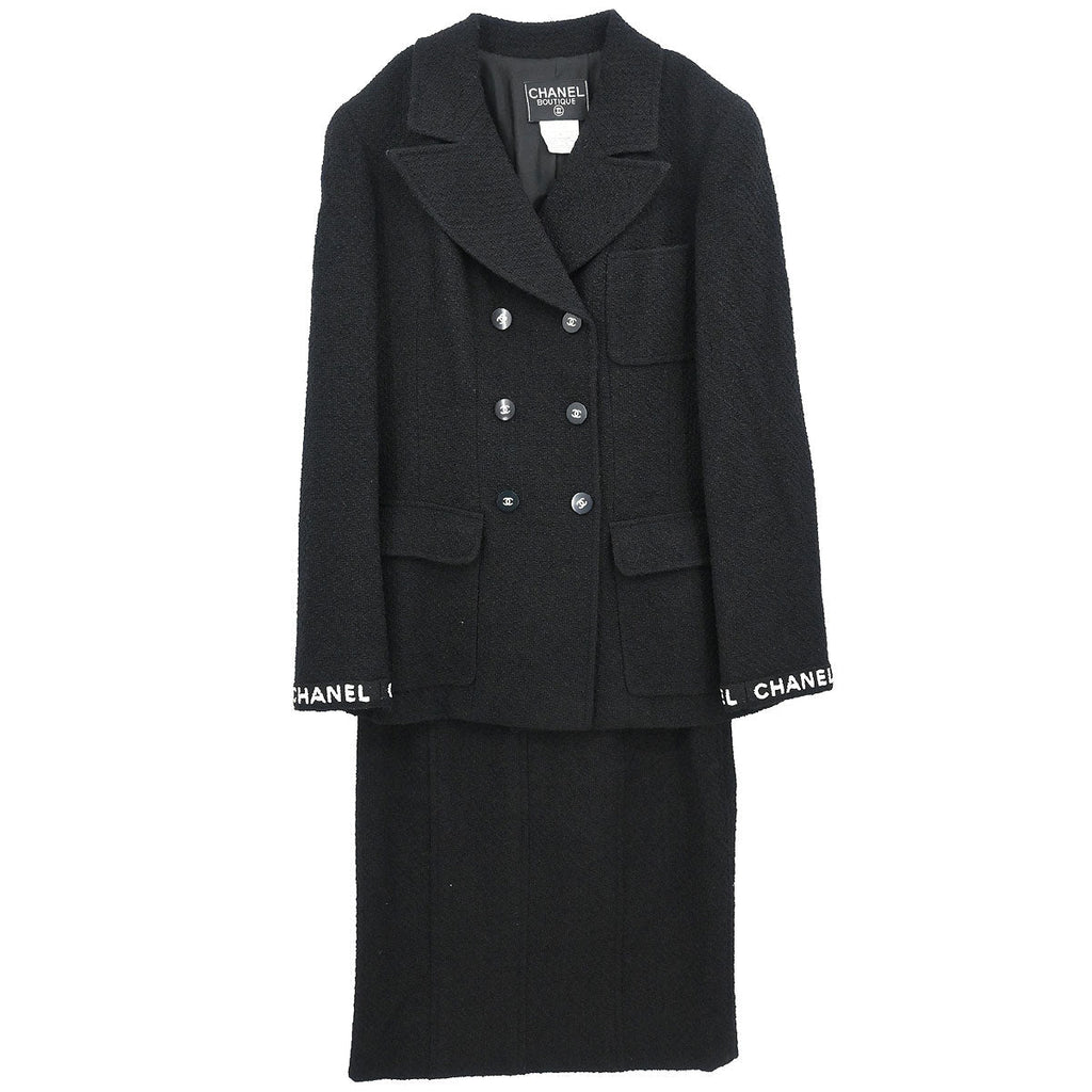 Chanel 1995 Setup Suit Jacket Skirt Black  #42