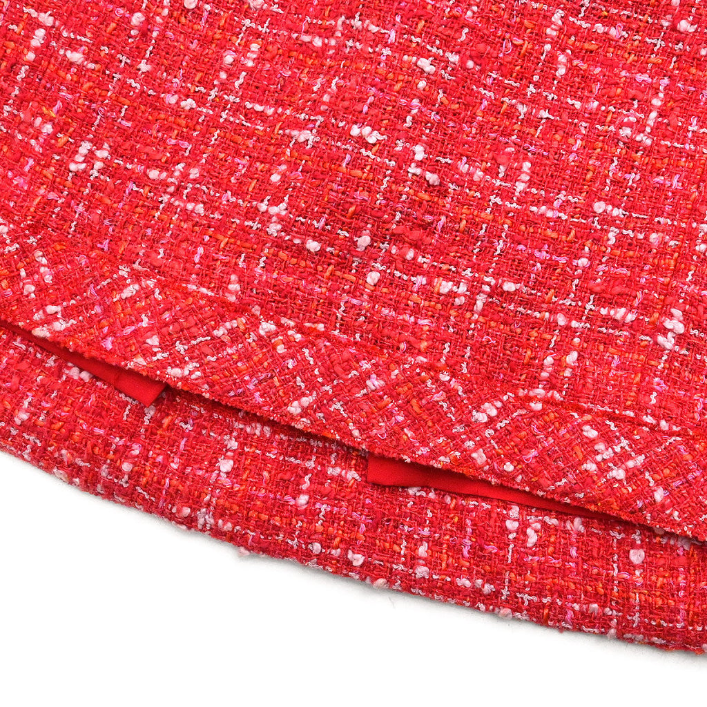 Chanel 2006 Setup Suit Jacket Skirt Tweed Red #42 #40