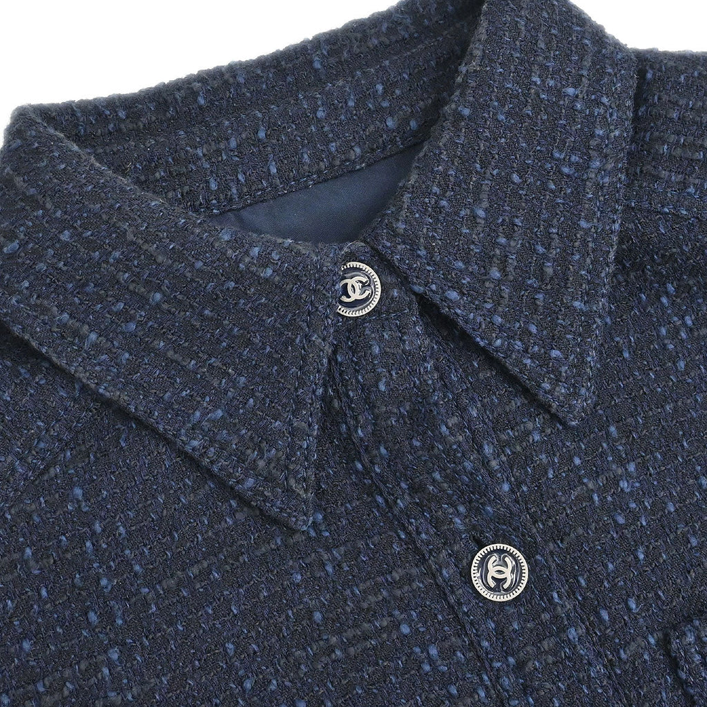 Chanel 2001 Single Breasted Jacket Navy #38