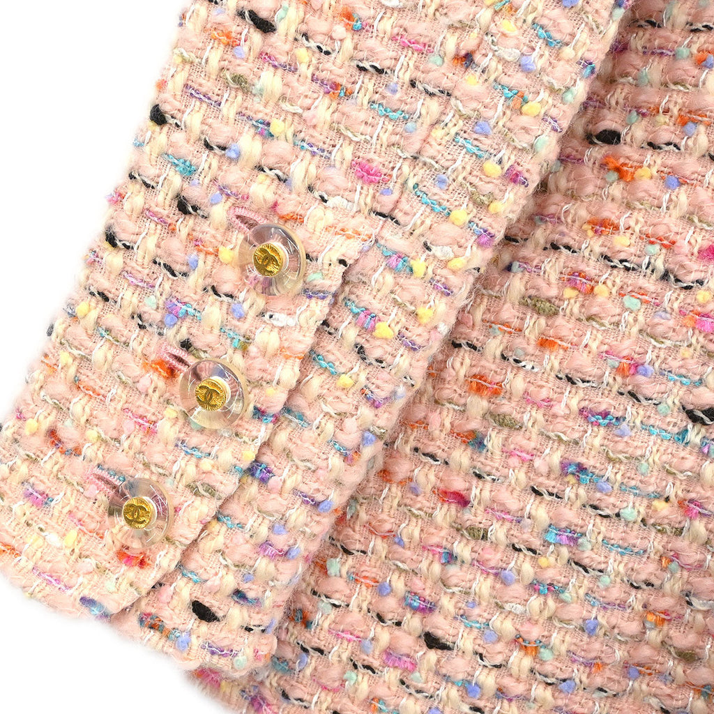 Chanel 1994 Setup Suit Jacket Skirt Tweed Pink #40