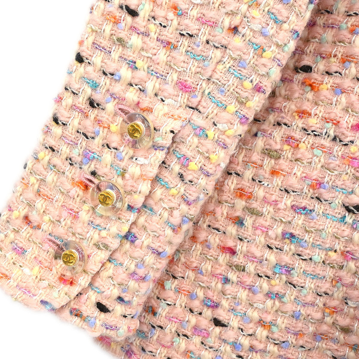Chanel 1994 Setup Suit Jacket Skirt Tweed Pink #40