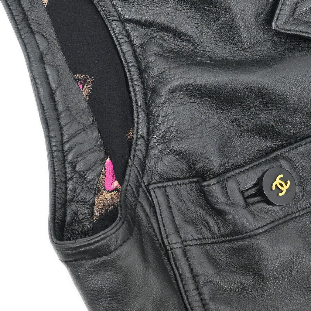 Chanel 1995 Sleeveless Single Breasted Jacket Black #38