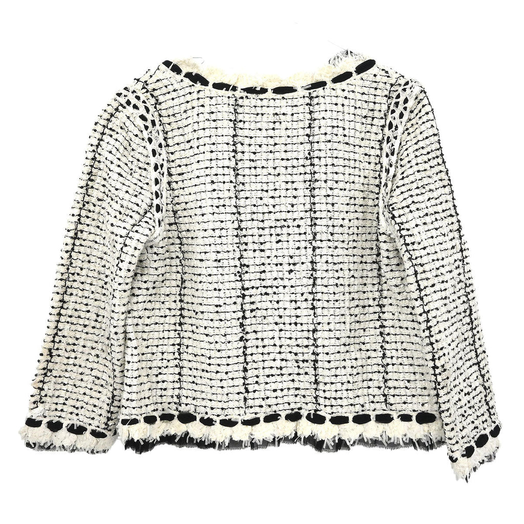 Chanel 2005 Single Breasted Collarless Jacket White #40