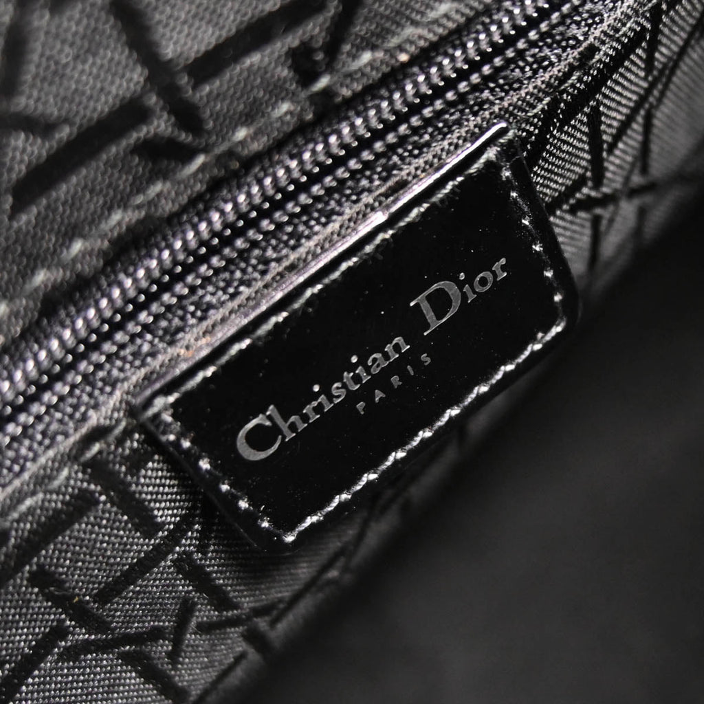 Christian Dior Black Denim Large Lady Dior Cannage 2way Shoulder Handbag