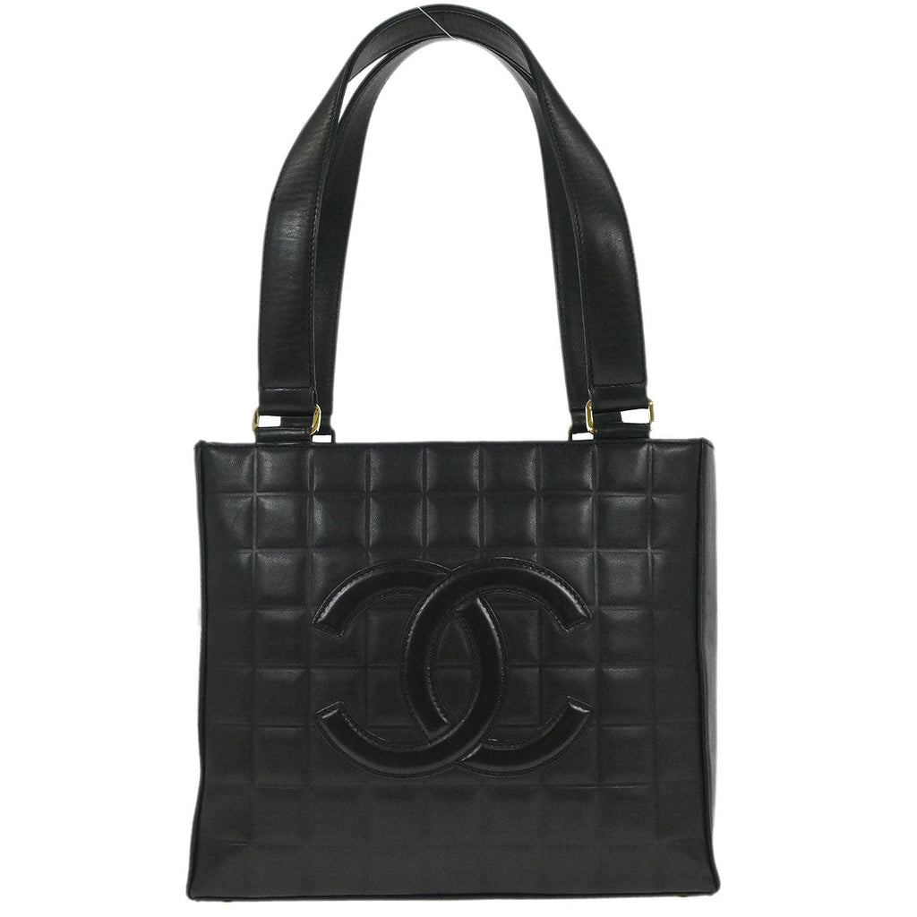 Chanel 2002-2003 Black Lambskin Choco Bar Tote Handbag