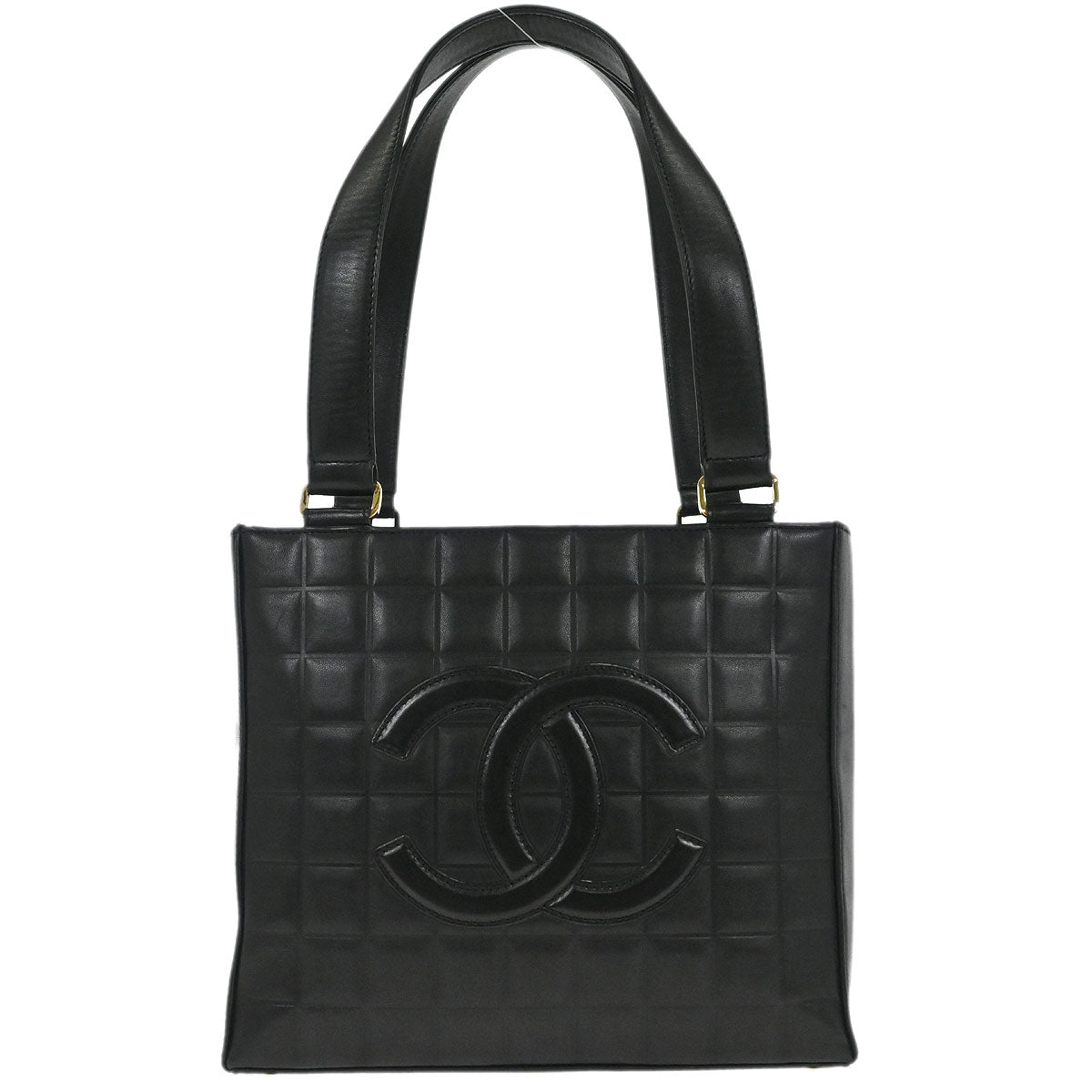 Chanel 2002-2003 Black Lambskin Choco Bar Tote Handbag