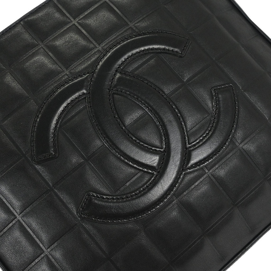Chanel 2002-2003 Black Lambskin Choco Bar Tote Handbag