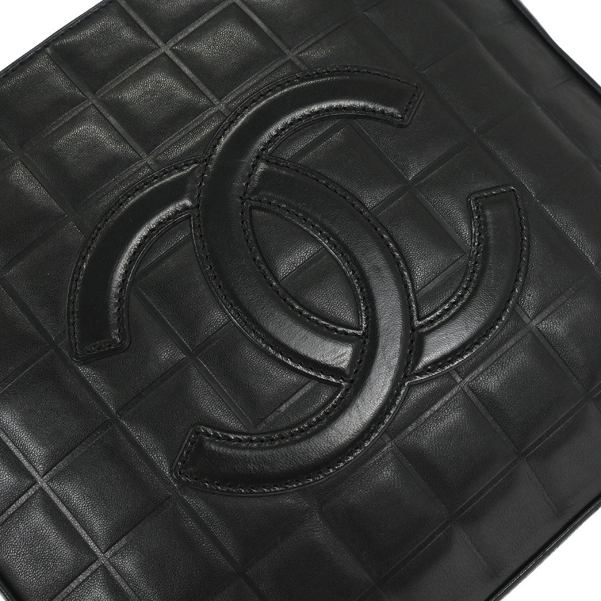 Chanel 2002-2003 Black Lambskin Choco Bar Tote Handbag