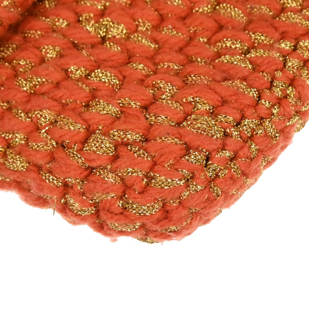 Fendi Orange Gold Wool Baguette Handbag