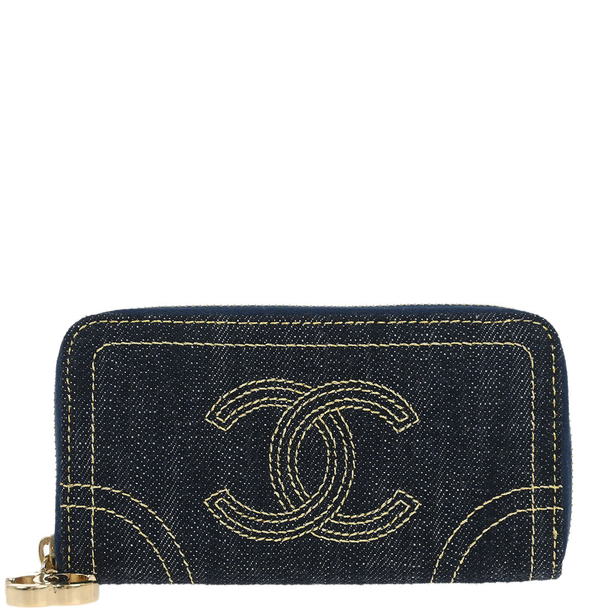 Chanel 2005-2006 Navy Sparkling Denim Coin Purse Wallet