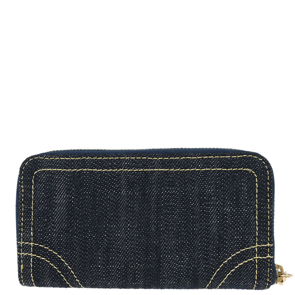 Chanel 2005-2006 Navy Sparkling Denim Coin Purse Wallet