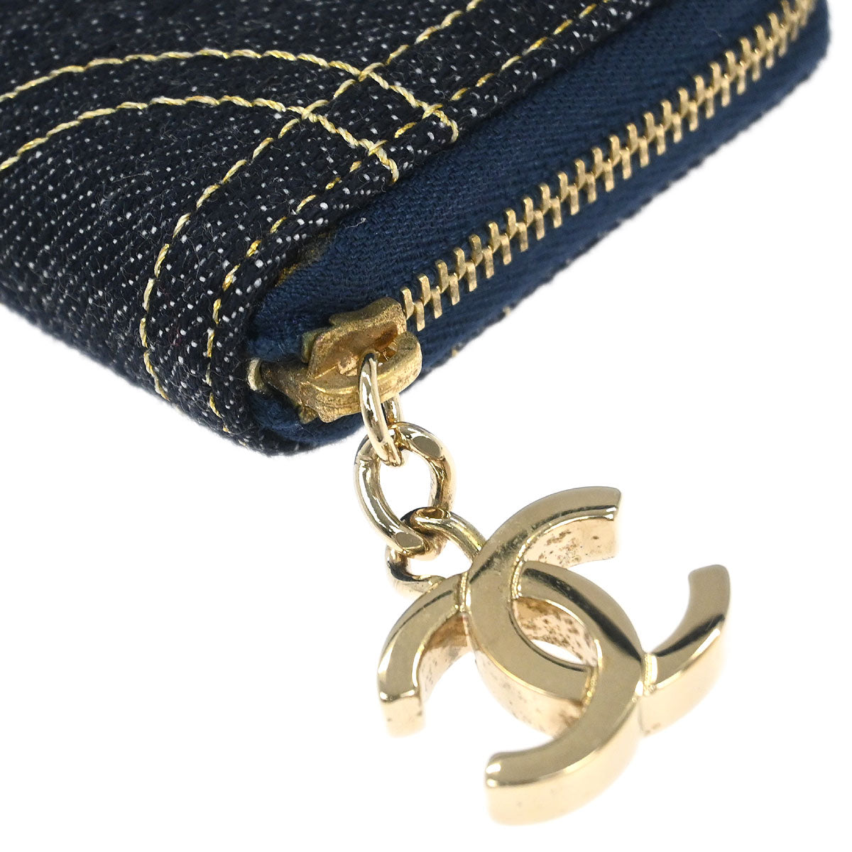 Chanel 2005-2006 Navy Sparkling Denim Coin Purse Wallet
